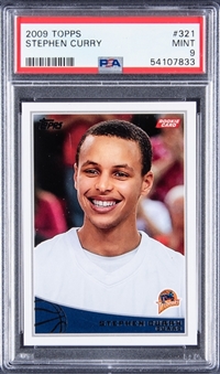 2009-10 Topps #321 Stephen Curry Rookie Card - PSA MINT 9
